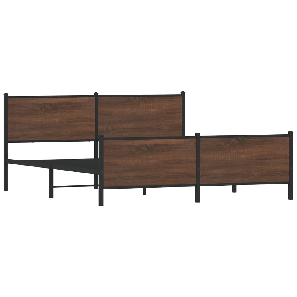 barna tölgy színű fém ágykeret matrac nélkül 200 x 200 cm