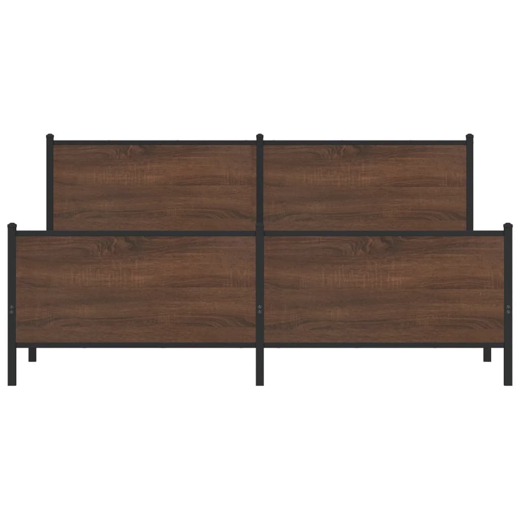 barna tölgy színű fém ágykeret matrac nélkül 200 x 200 cm