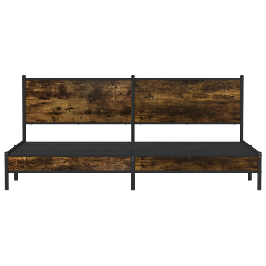 füstös tölgy színű fém ágykeret matrac nélkül 200 x 200 cm