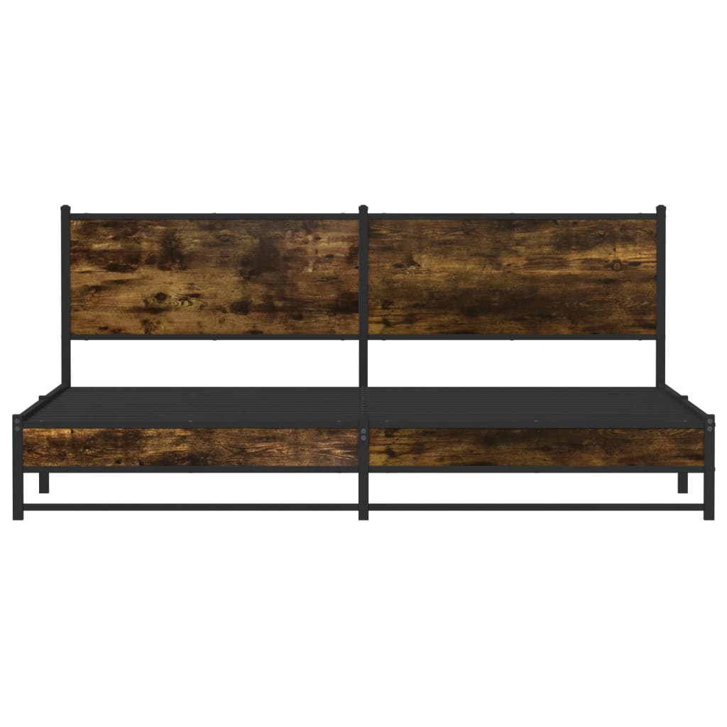 füstös tölgy színű fém ágykeret matrac nélkül 200 x 200 cm