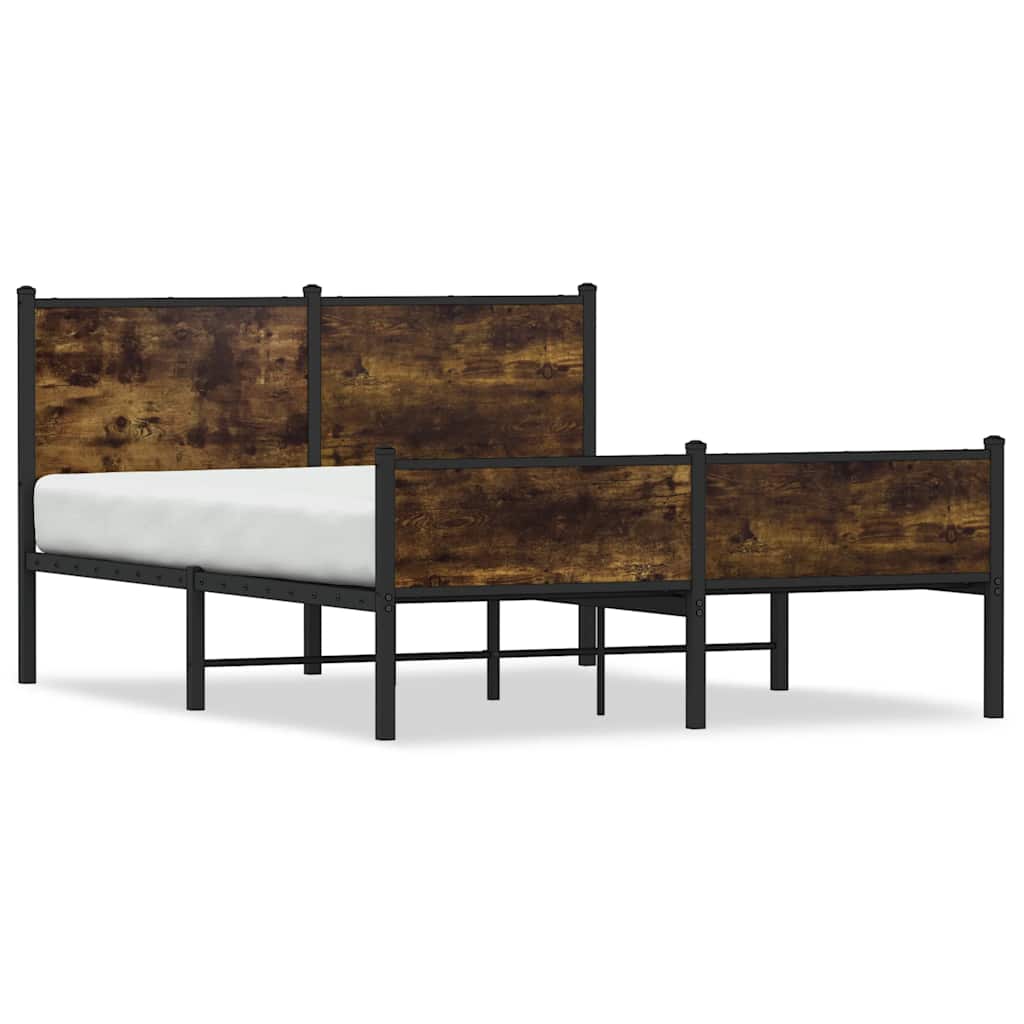 füstös tölgy színű fém ágykeret matrac nélkül 150 x 200 cm
