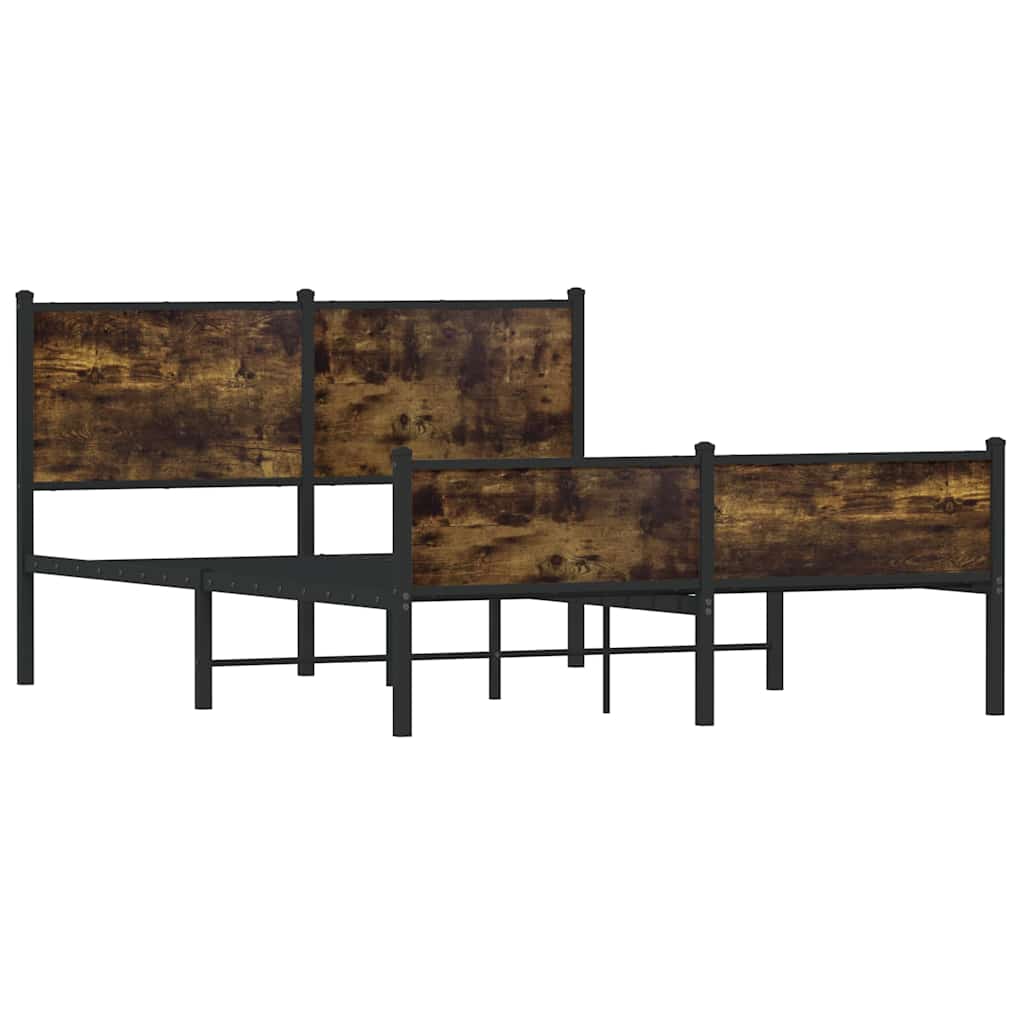 füstös tölgy színű fém ágykeret matrac nélkül 150 x 200 cm