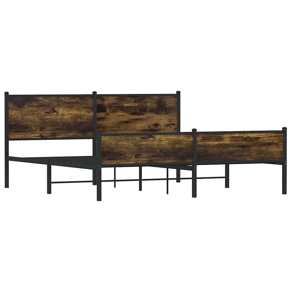 füstös tölgy színű fém ágykeret matrac nélkül 160 x 200 cm