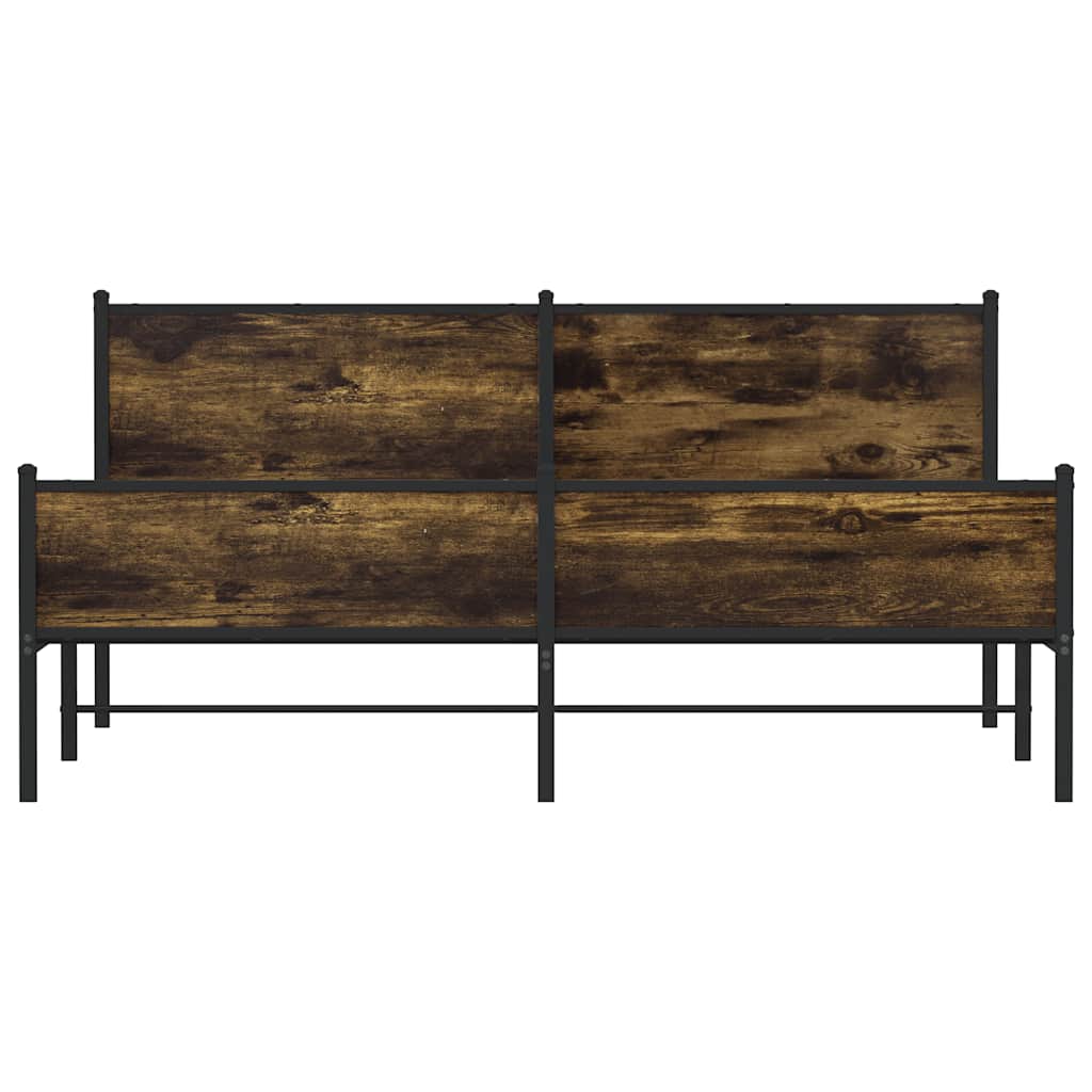 füstös tölgy színű fém ágykeret matrac nélkül 160 x 200 cm