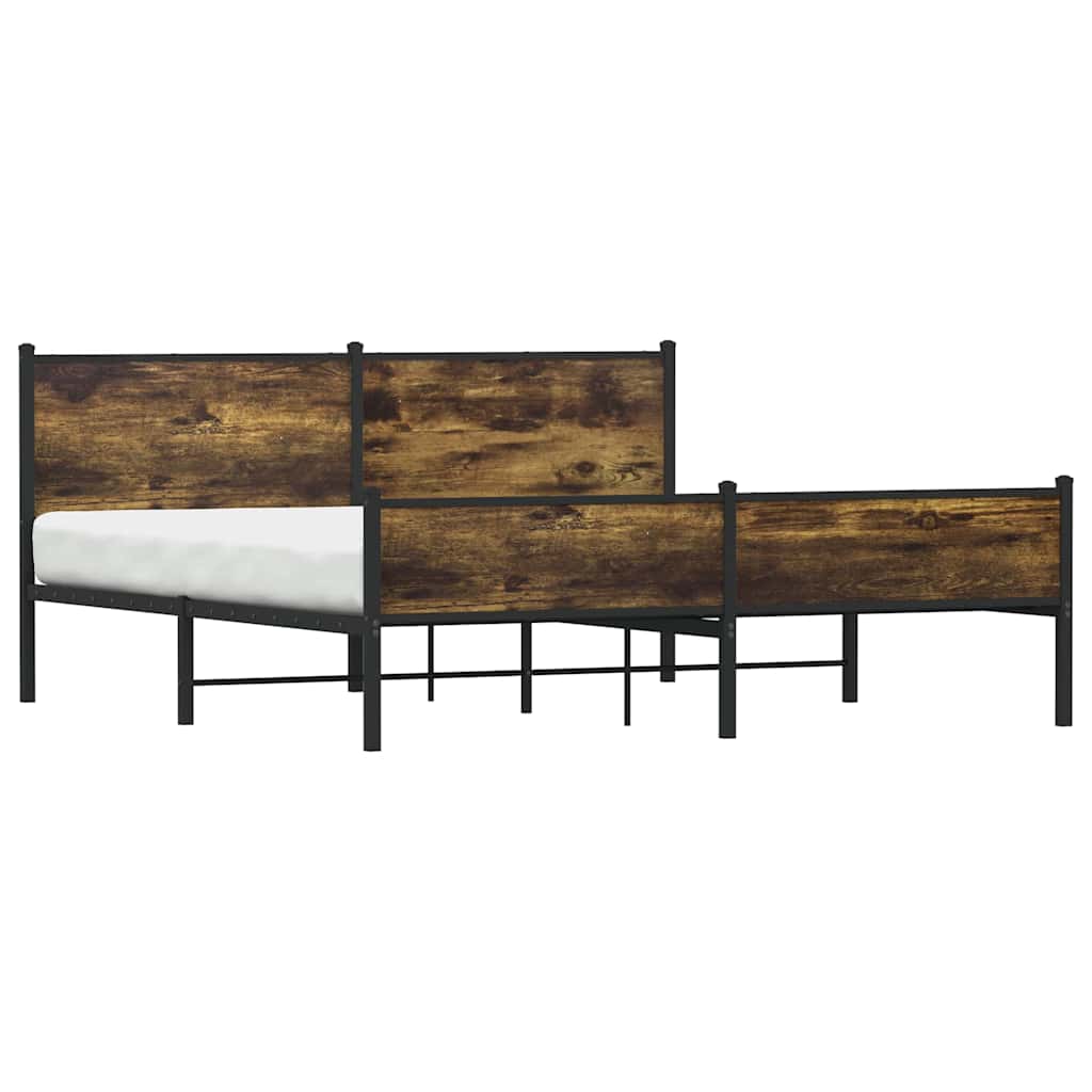füstös tölgy színű fém ágykeret matrac nélkül 180 x 200 cm