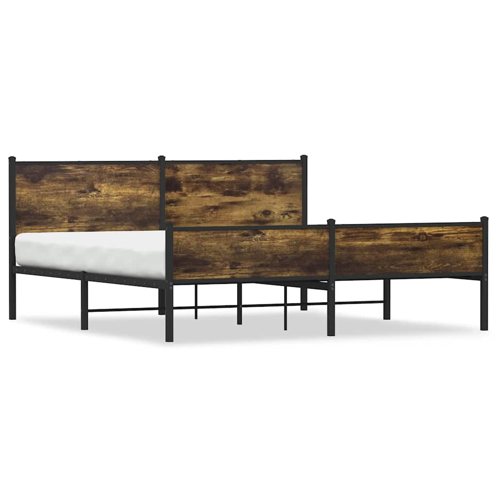 füstös tölgy színű fém ágykeret matrac nélkül 183 x 213 cm