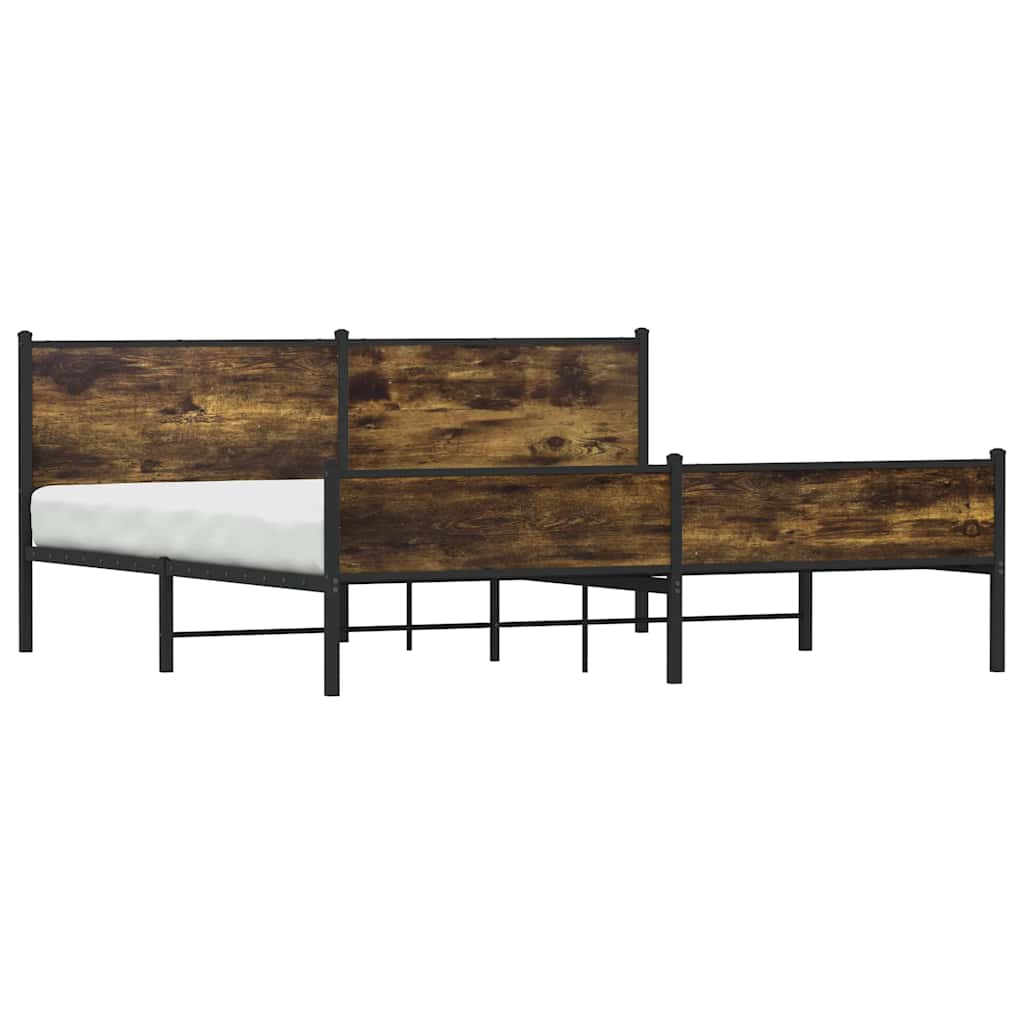 füstös tölgy színű fém ágykeret matrac nélkül 200 x 200 cm