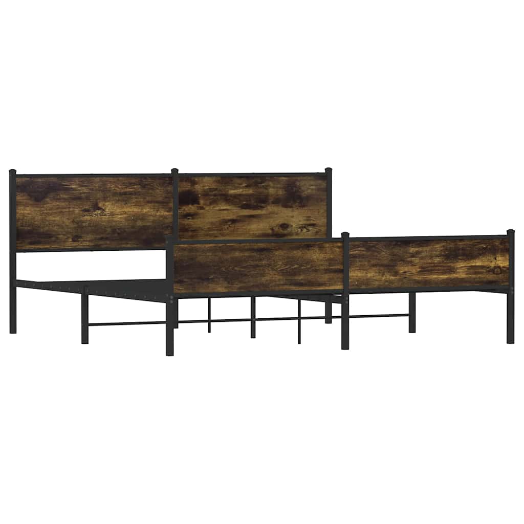 füstös tölgy színű fém ágykeret matrac nélkül 200 x 200 cm