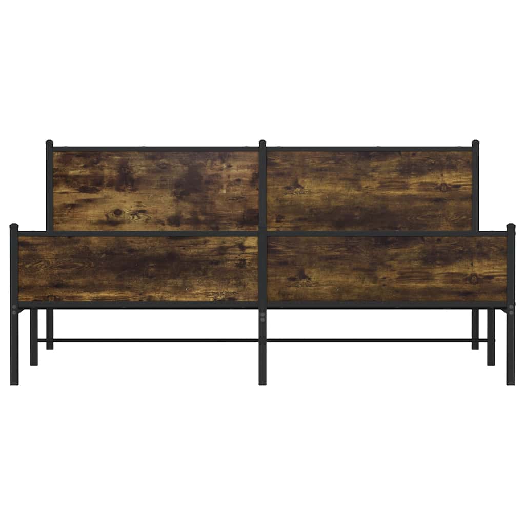 füstös tölgy színű fém ágykeret matrac nélkül 200 x 200 cm