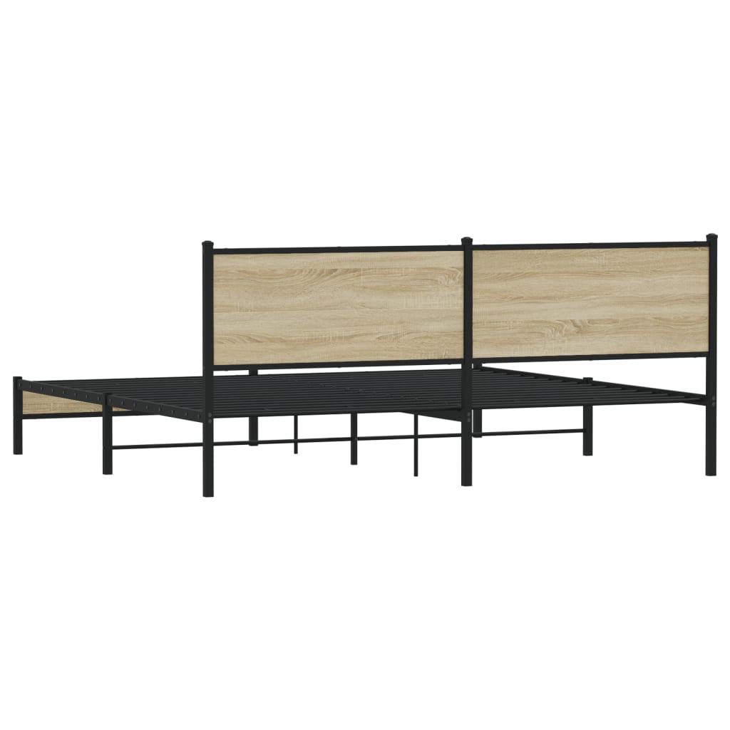 sonoma tölgy színű fém ágykeret matrac nélkül 200 x 200 cm