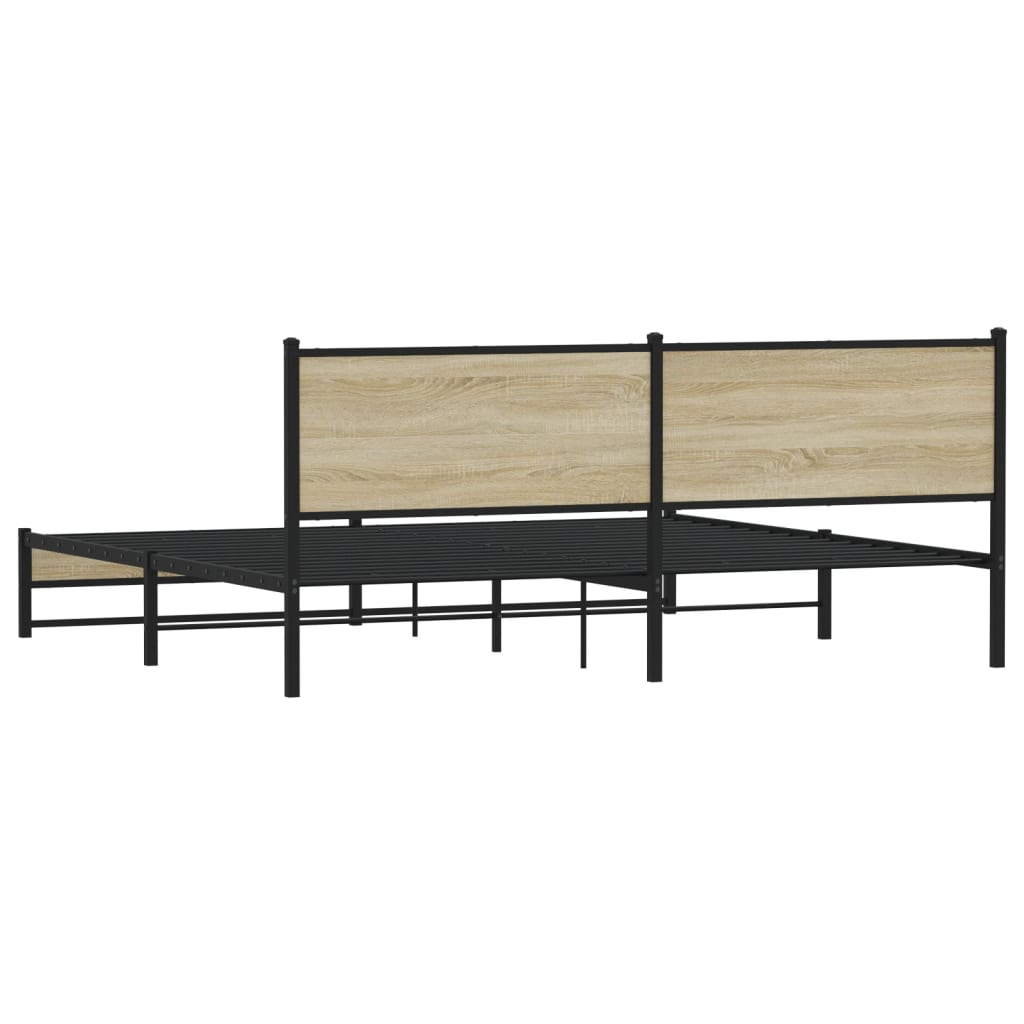 sonoma tölgy színű fém ágykeret matrac nélkül 200 x 200 cm