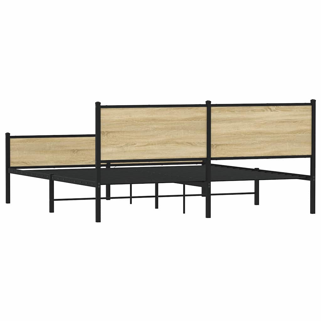 sonoma tölgy színű fém ágykeret matrac nélkül 180 x 200 cm