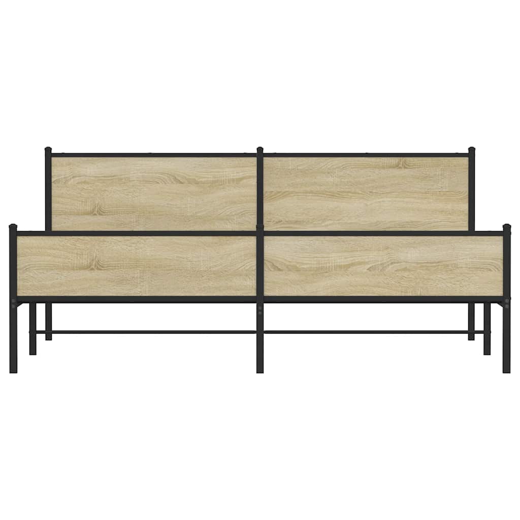 sonoma tölgy színű fém ágykeret matrac nélkül 200 x 200 cm