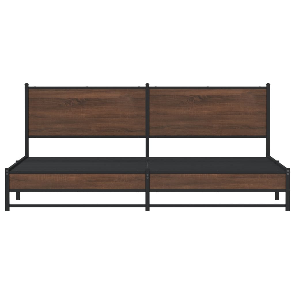 barna tölgy színű fém ágykeret matrac nélkül 200 x 200 cm