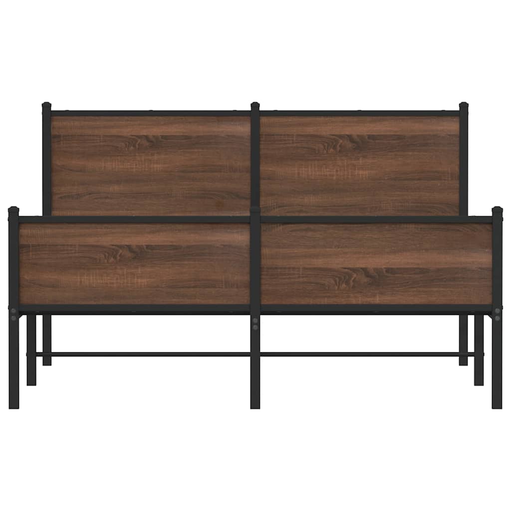 barna tölgy színű fém ágykeret matrac nélkül 150 x 200 cm
