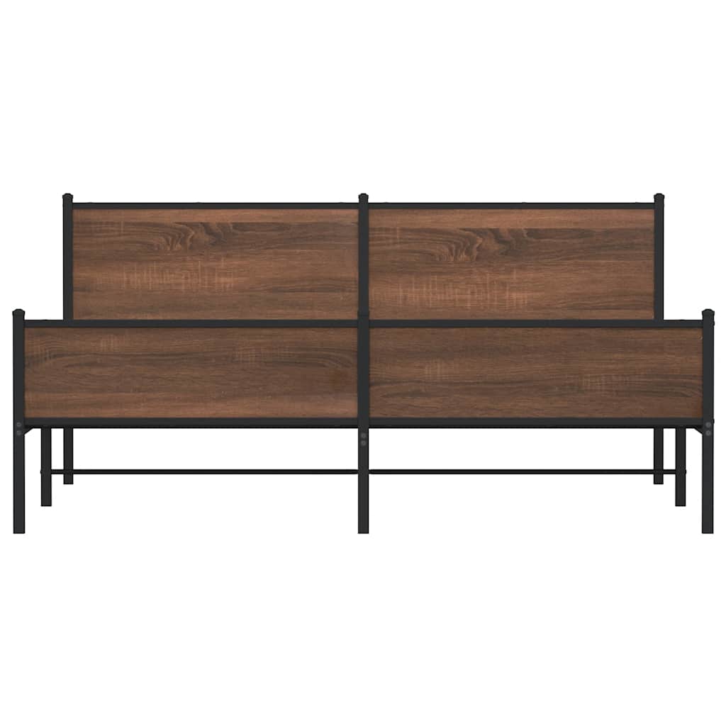 barna tölgy színű fém ágykeret matrac nélkül 160 x 200 cm