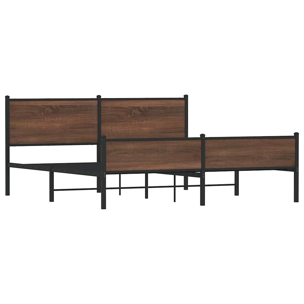 barna tölgy színű fém ágykeret matrac nélkül 180 x 200 cm