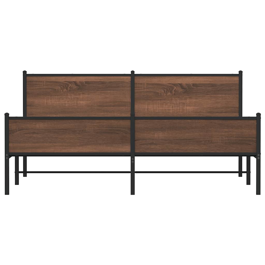 barna tölgy színű fém ágykeret matrac nélkül 180 x 200 cm
