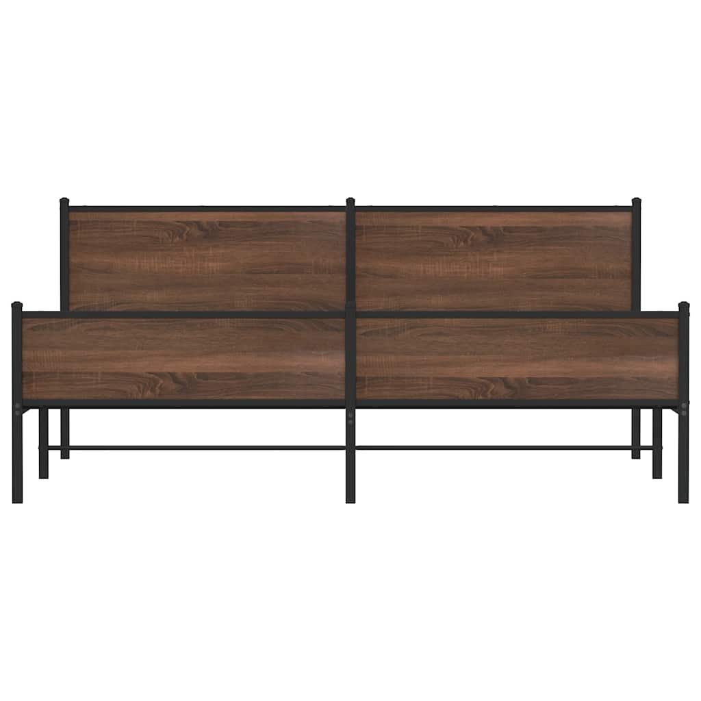 barna tölgy színű fém ágykeret matrac nélkül 200 x 200 cm
