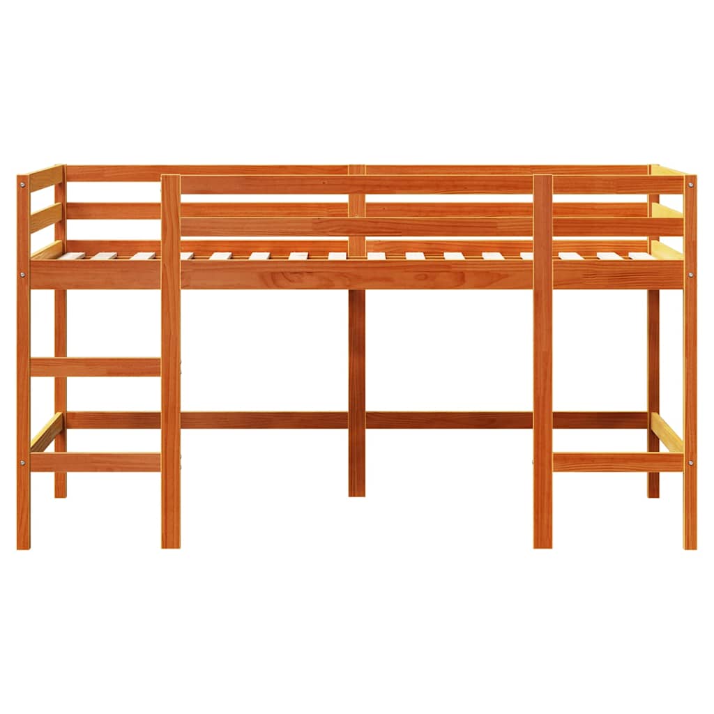 viaszbarna tömör fenyőfa gyerek galériaágy létrával 80 x 200 cm
