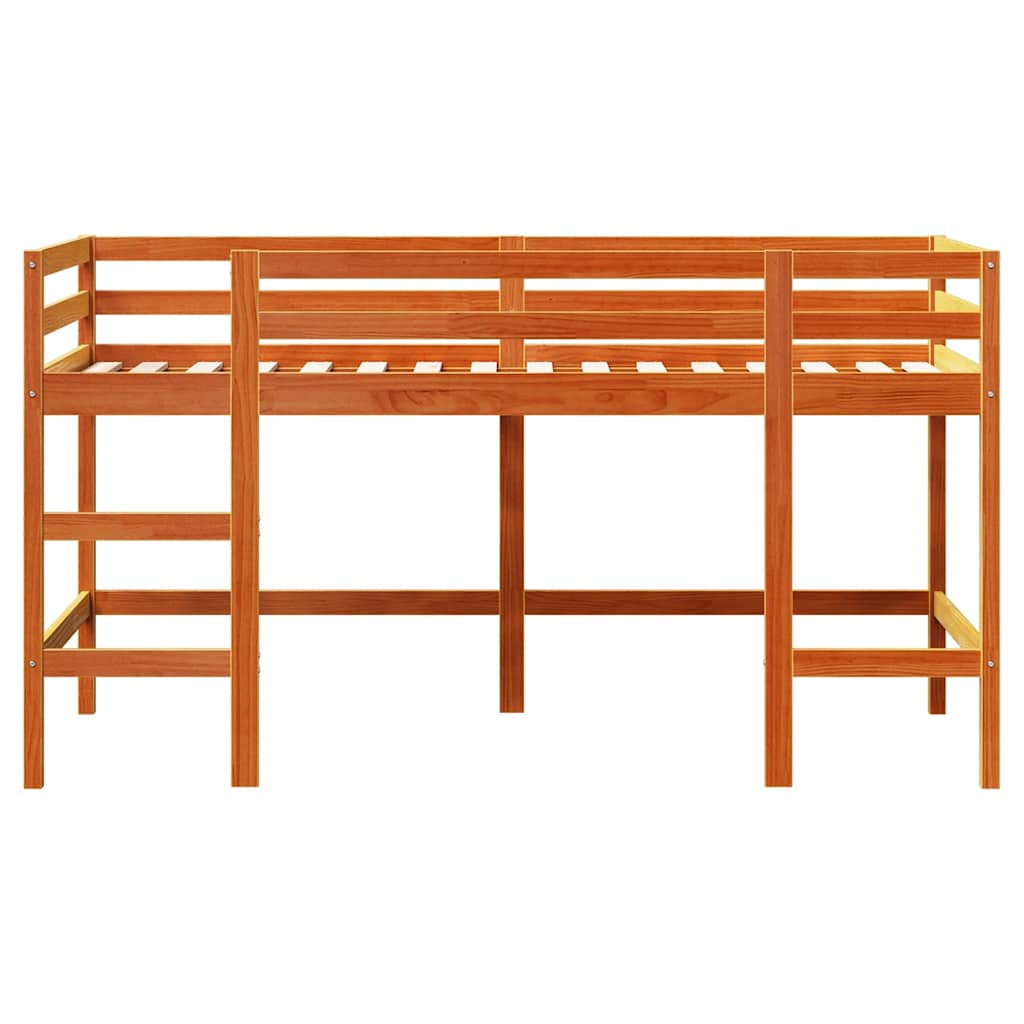 viaszbarna tömör fenyőfa gyerek galériaágy létrával 90x190 cm