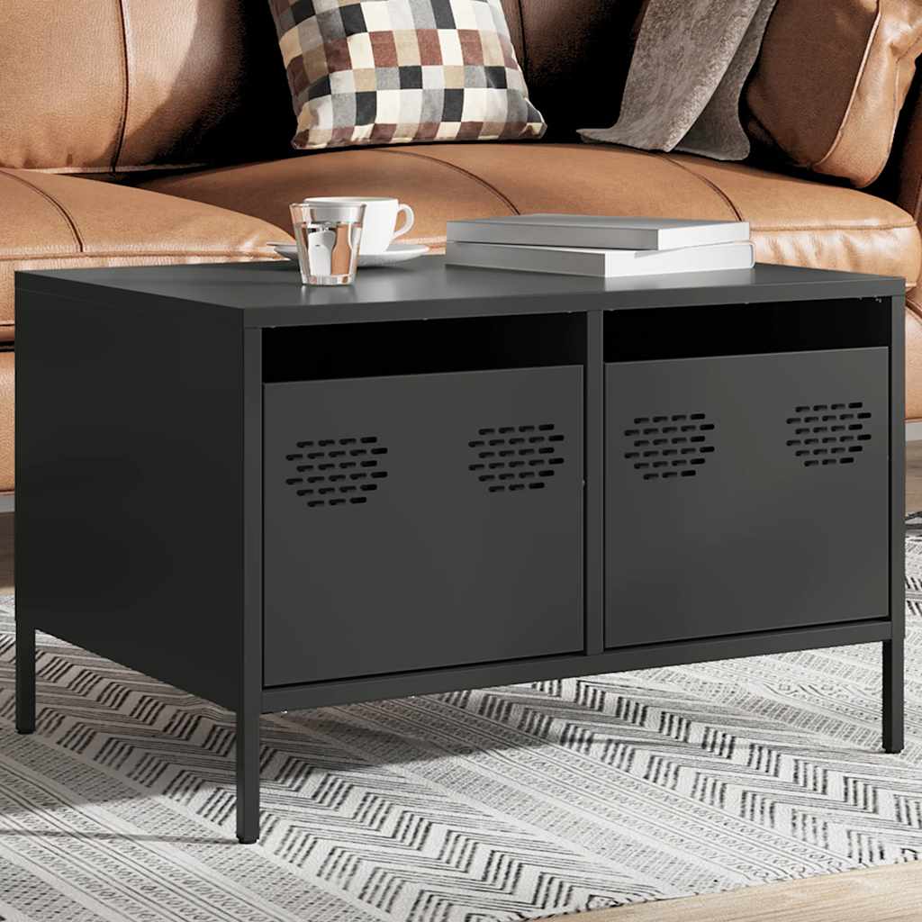 fekete hidegen hengerelt acél TV-szekrény 68 x 50 x 43,5 cm