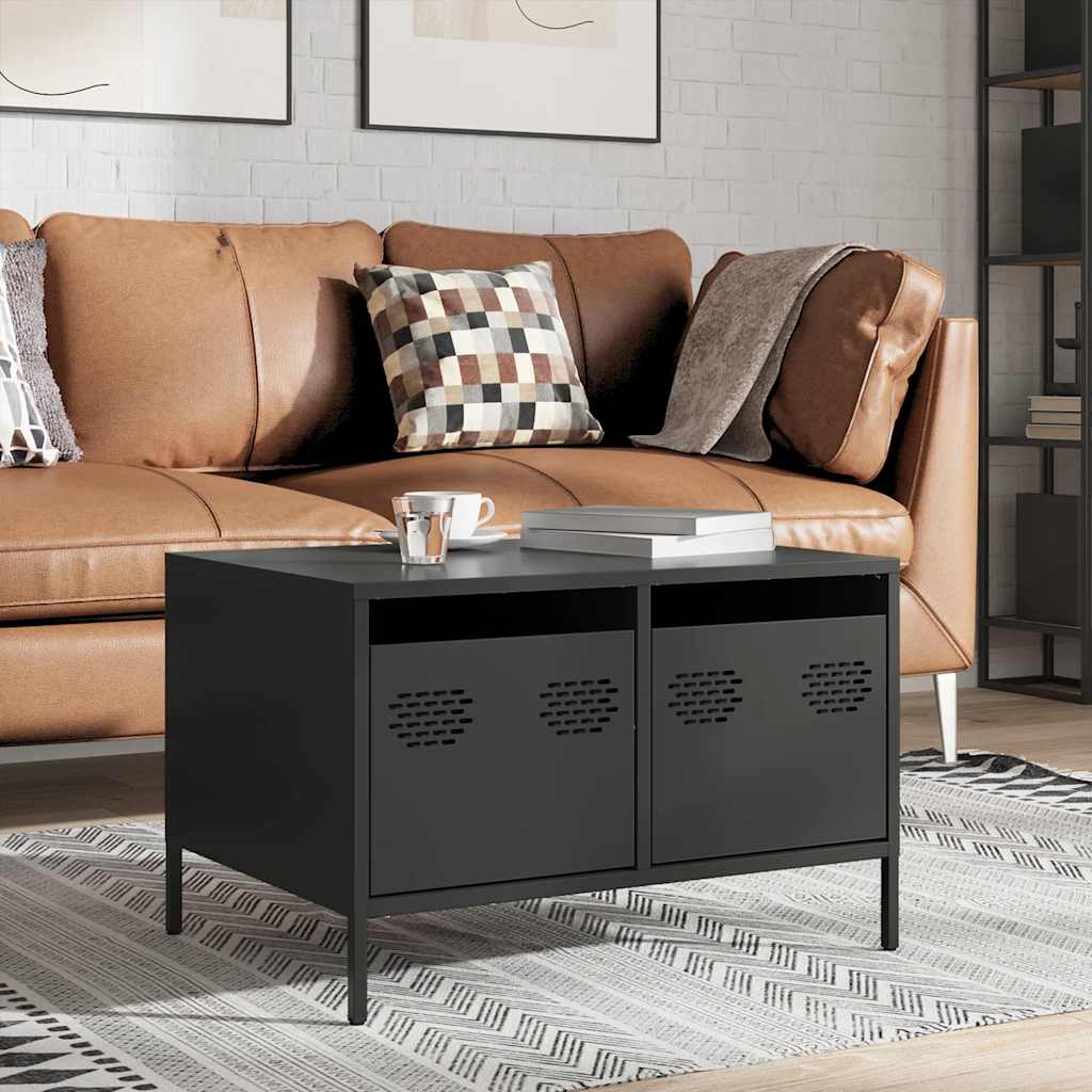 fekete hidegen hengerelt acél TV-szekrény 68 x 50 x 43,5 cm