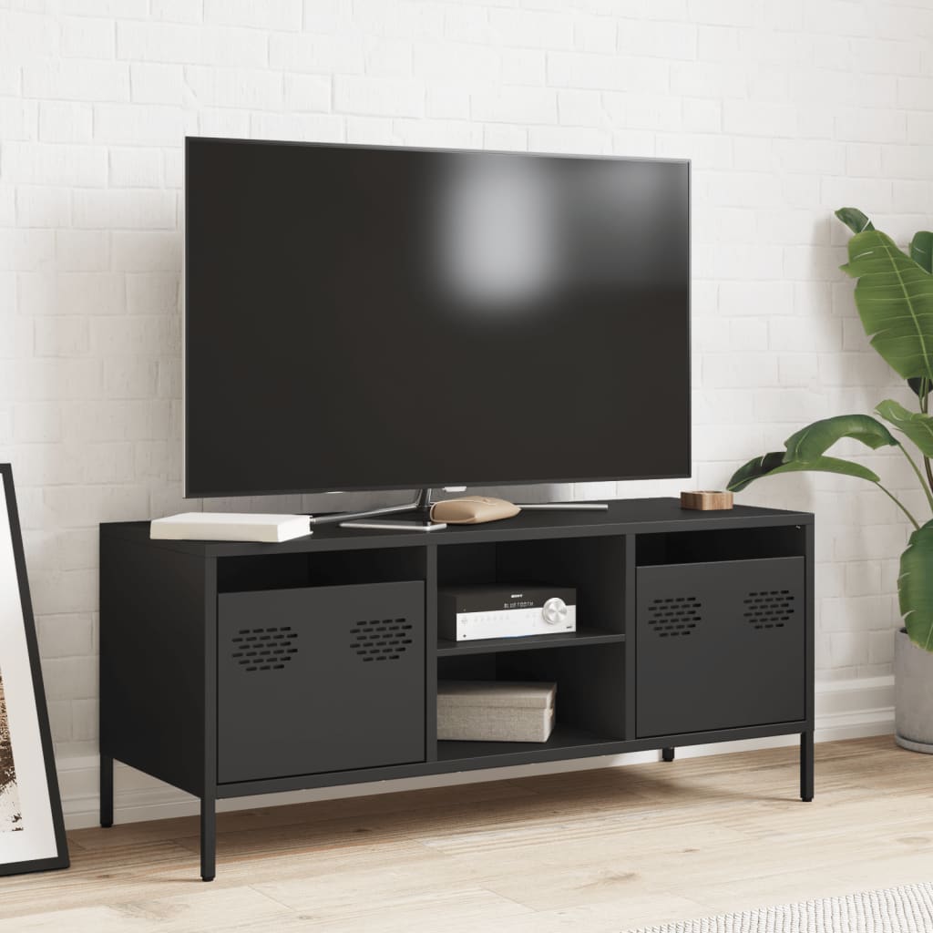 fekete hidegen hengerelt acél TV-szekrény 101,5 x 39 x 43,5 cm