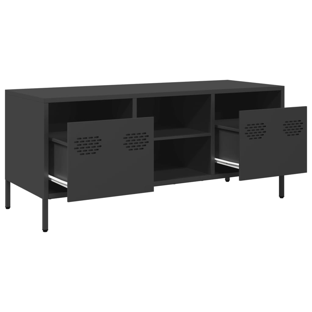 fekete hidegen hengerelt acél TV-szekrény 101,5 x 39 x 43,5 cm