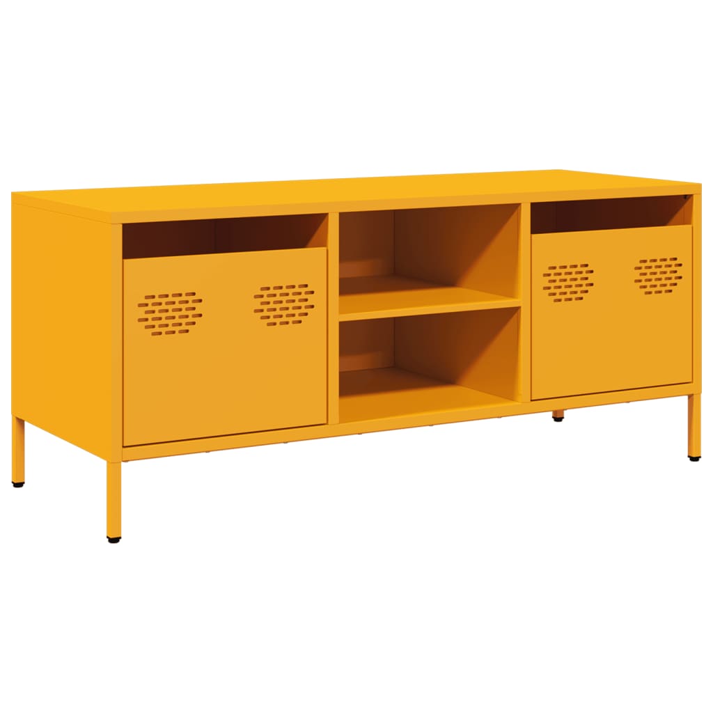 mustársárga hidegen hengerelt acél TV-szekrény 101,5x39x43,5 cm