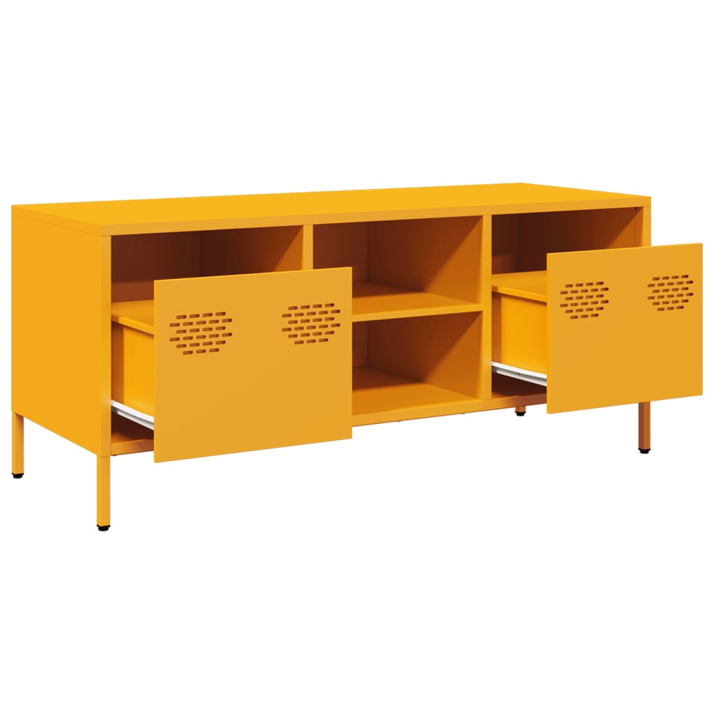 mustársárga hidegen hengerelt acél TV-szekrény 101,5x39x43,5 cm
