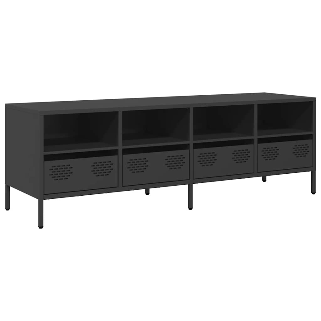 fekete hidegen hengerelt acél TV-szekrény 135 x 39 x 43,5 cm