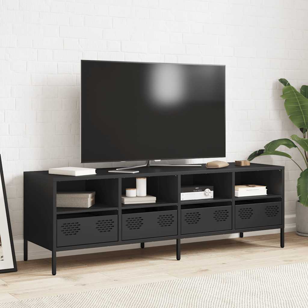 fekete hidegen hengerelt acél TV-szekrény 135 x 39 x 43,5 cm