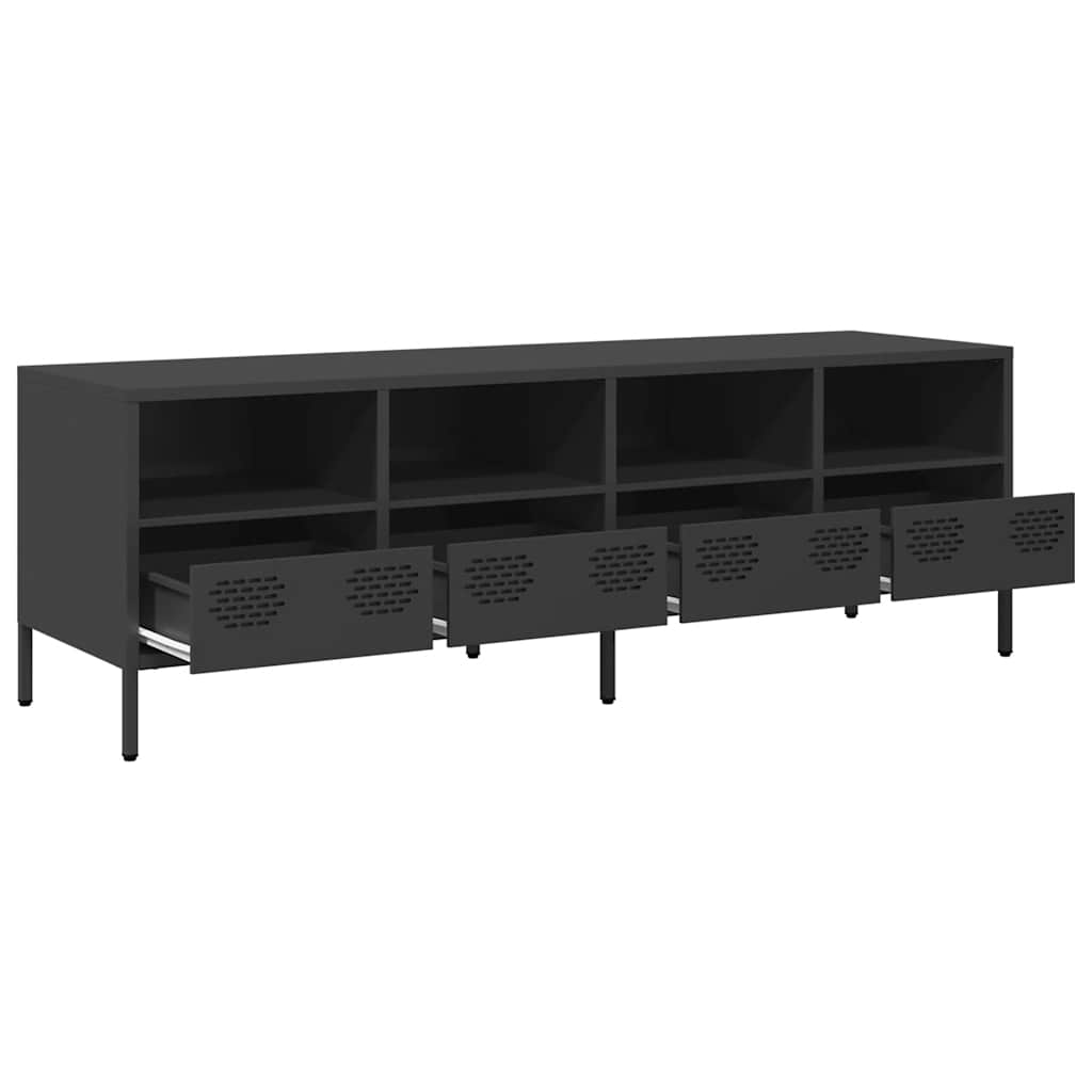 fekete hidegen hengerelt acél TV-szekrény 135 x 39 x 43,5 cm
