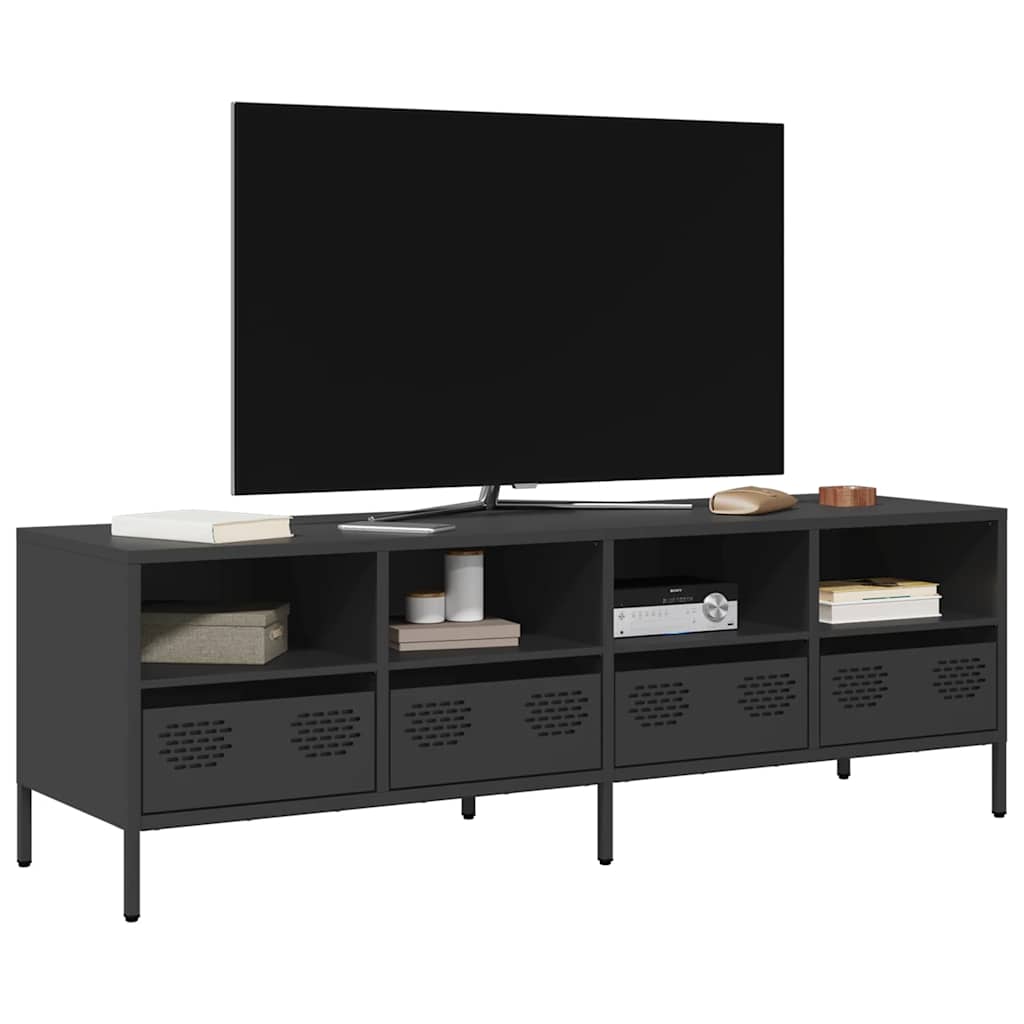 fekete hidegen hengerelt acél TV-szekrény 135 x 39 x 43,5 cm