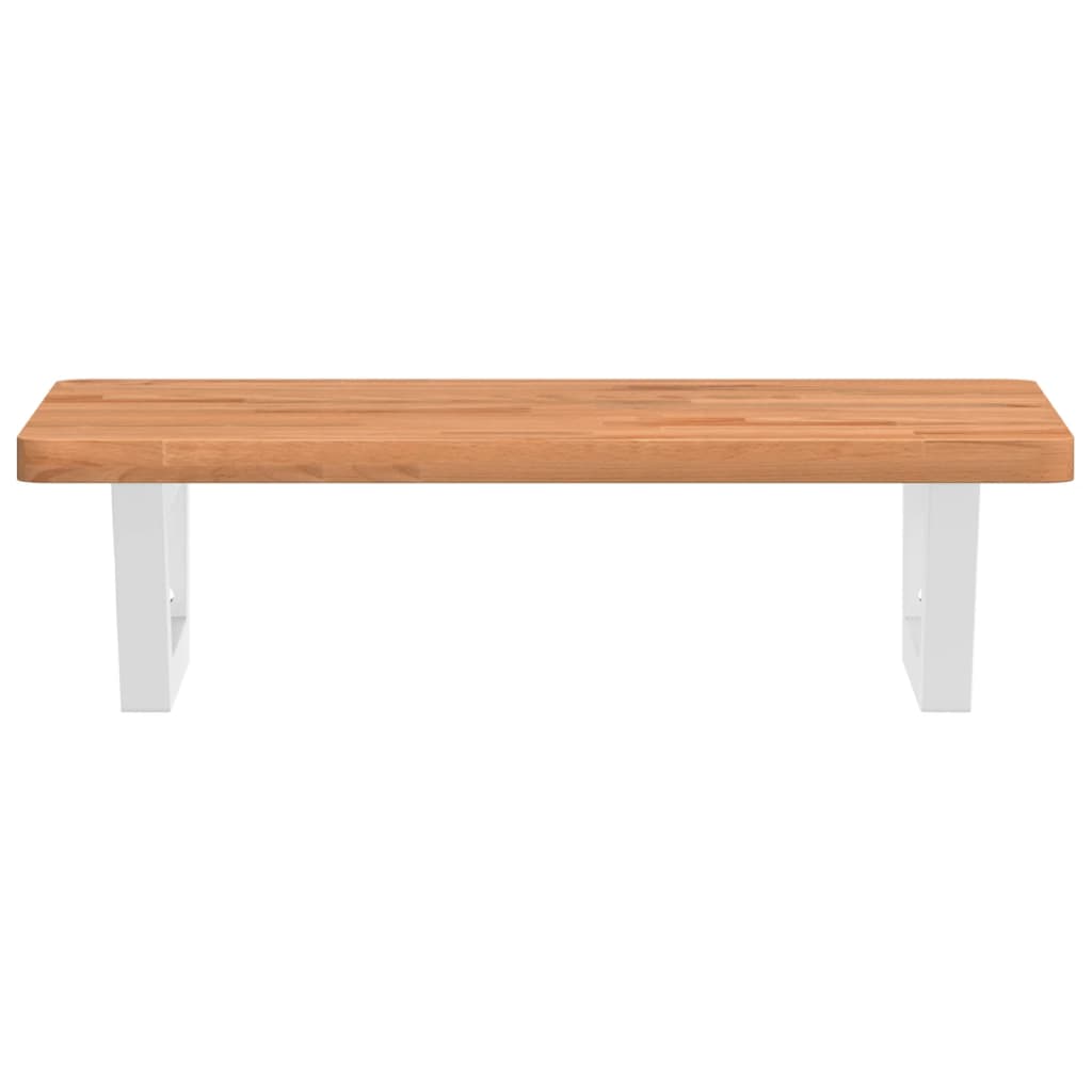 acél és tömör bükkfa falra szerelhető mosdópolc