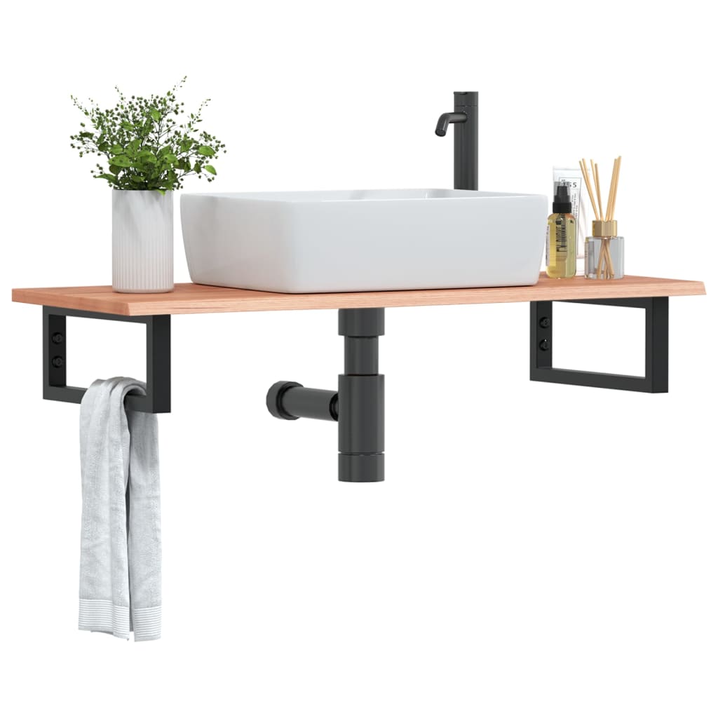 acél és tömör tölgyfa falra szerelhető mosdópolc