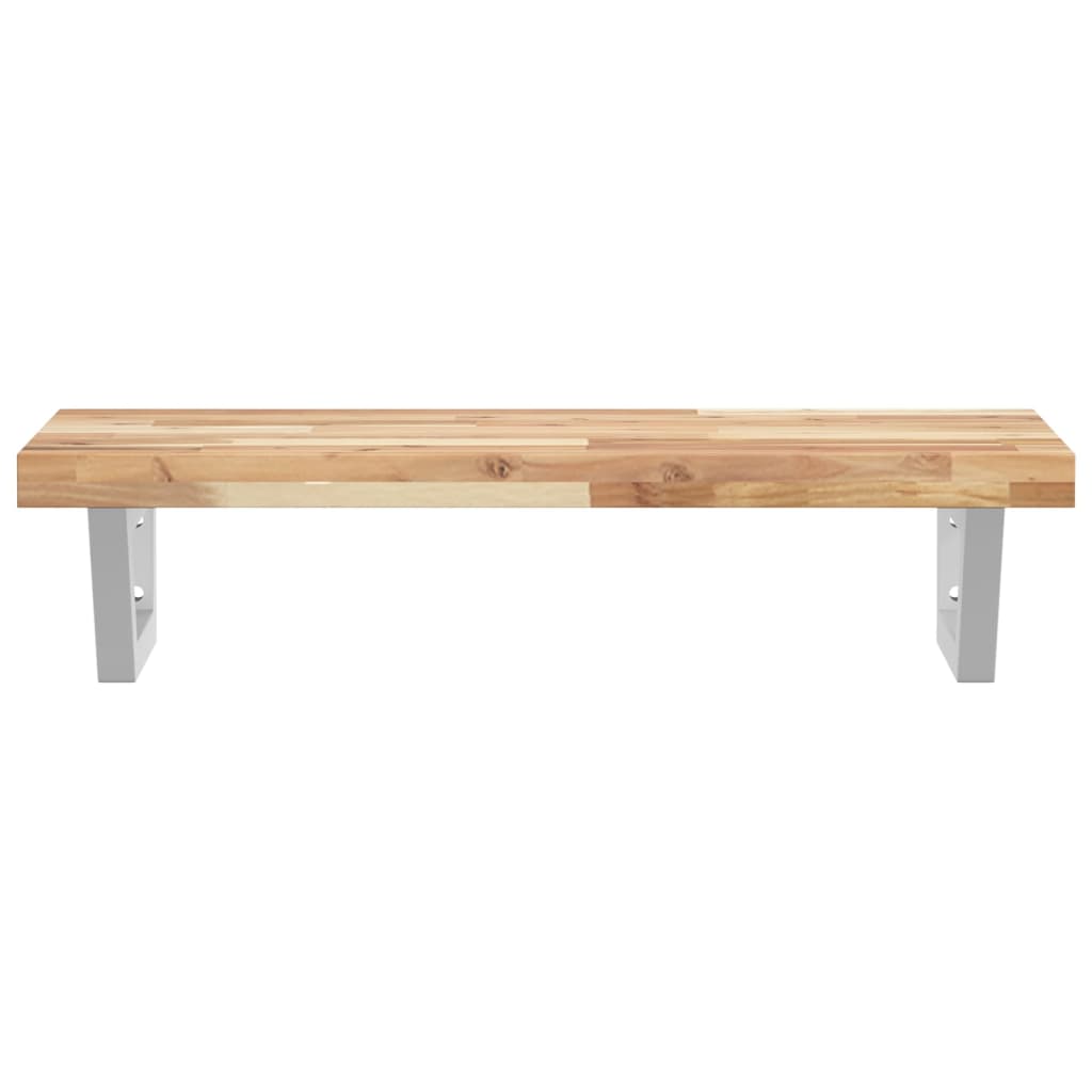 acél és tömör akácfa falra szerelhető mosdópolc