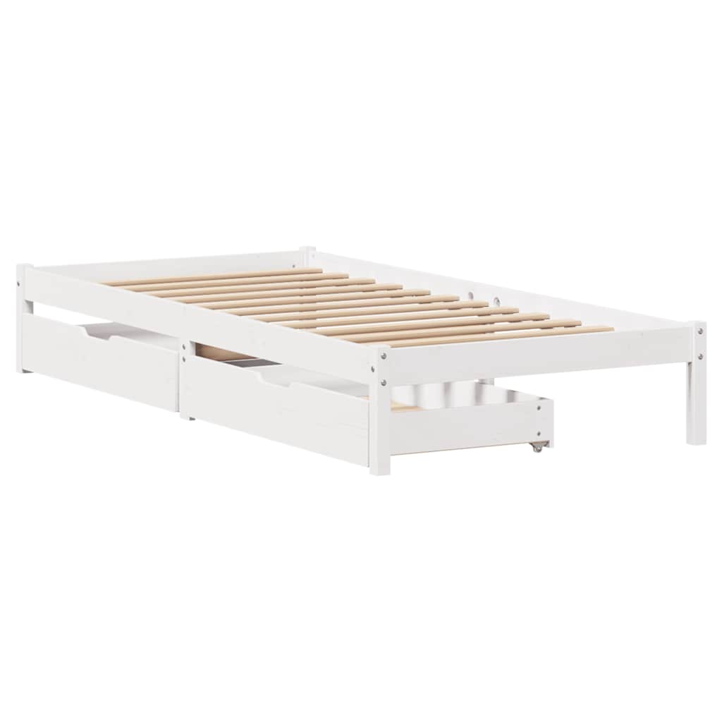 fehér tömör fenyőfa ágy matrac nélkül 75 x 190 cm