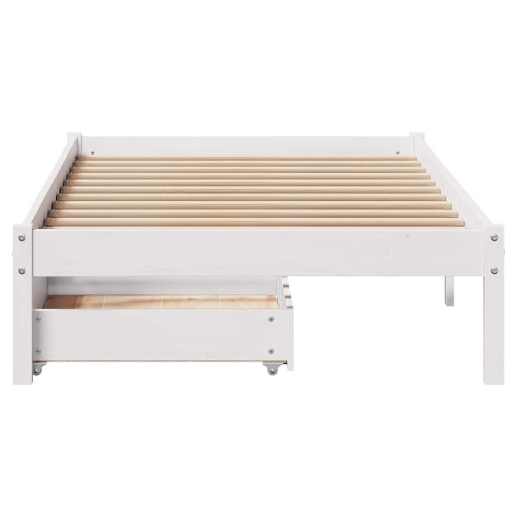 fehér tömör fenyőfa ágy matrac nélkül 75 x 190 cm