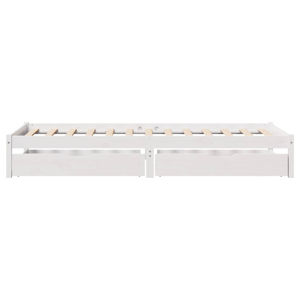 fehér tömör fenyőfa ágy matrac nélkül 75 x 190 cm