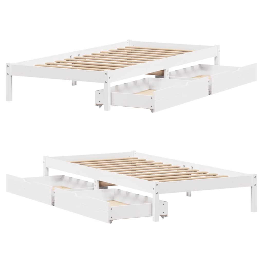 fehér tömör fenyőfa ágy matrac nélkül 75 x 190 cm