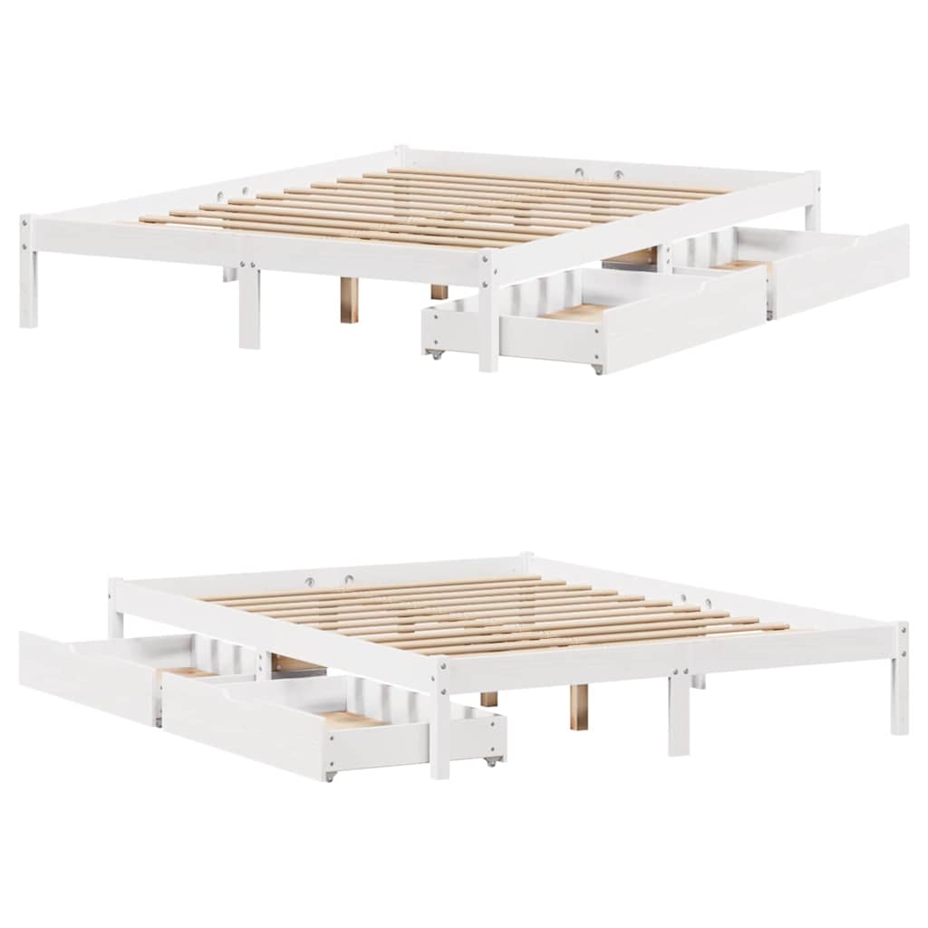 fehér tömör fenyőfa ágy matrac nélkül 135 x 190 cm