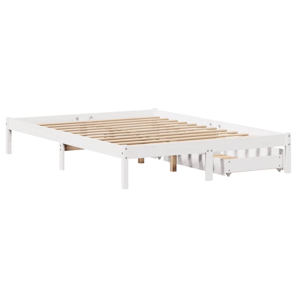 fehér tömör fenyőfa ágy matrac nélkül 140x190 cm