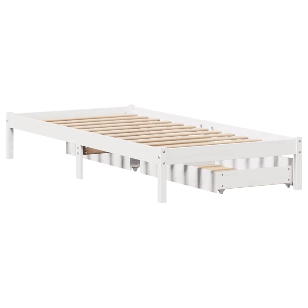 fehér tömör fenyőfa ágy matrac nélkül 90 x 200 cm
