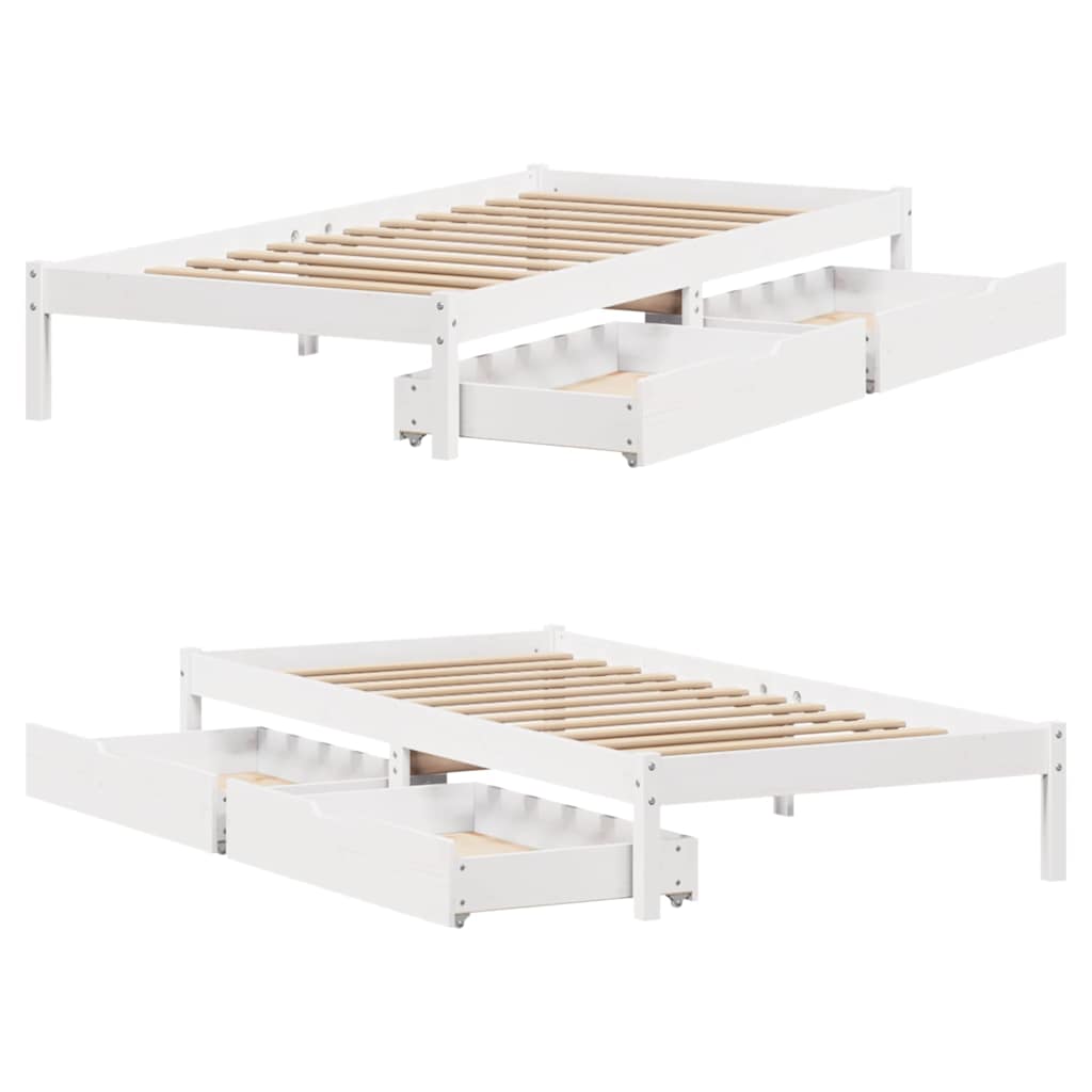 fehér tömör fenyőfa ágy matrac nélkül 90 x 200 cm