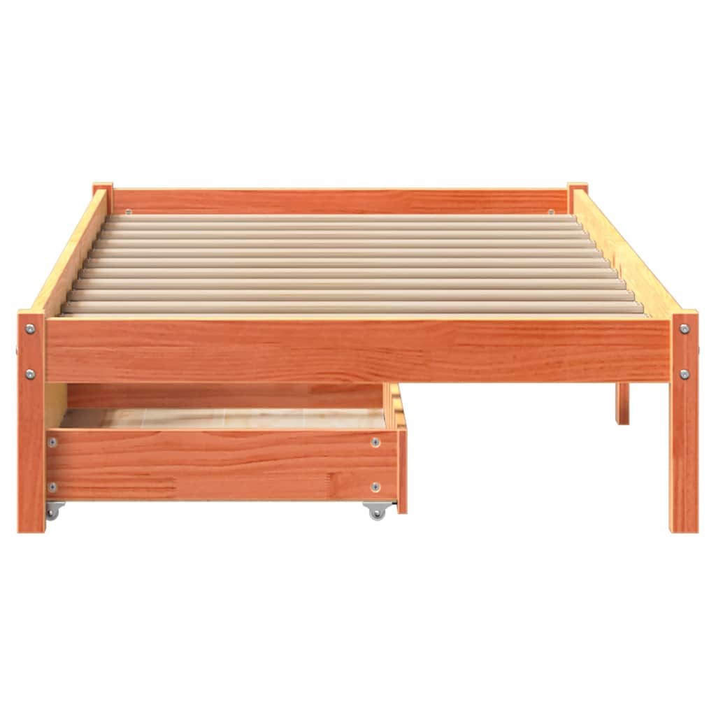 viaszbarna tömör fenyőfa ágy matrac nélkül 75 x 190 cm