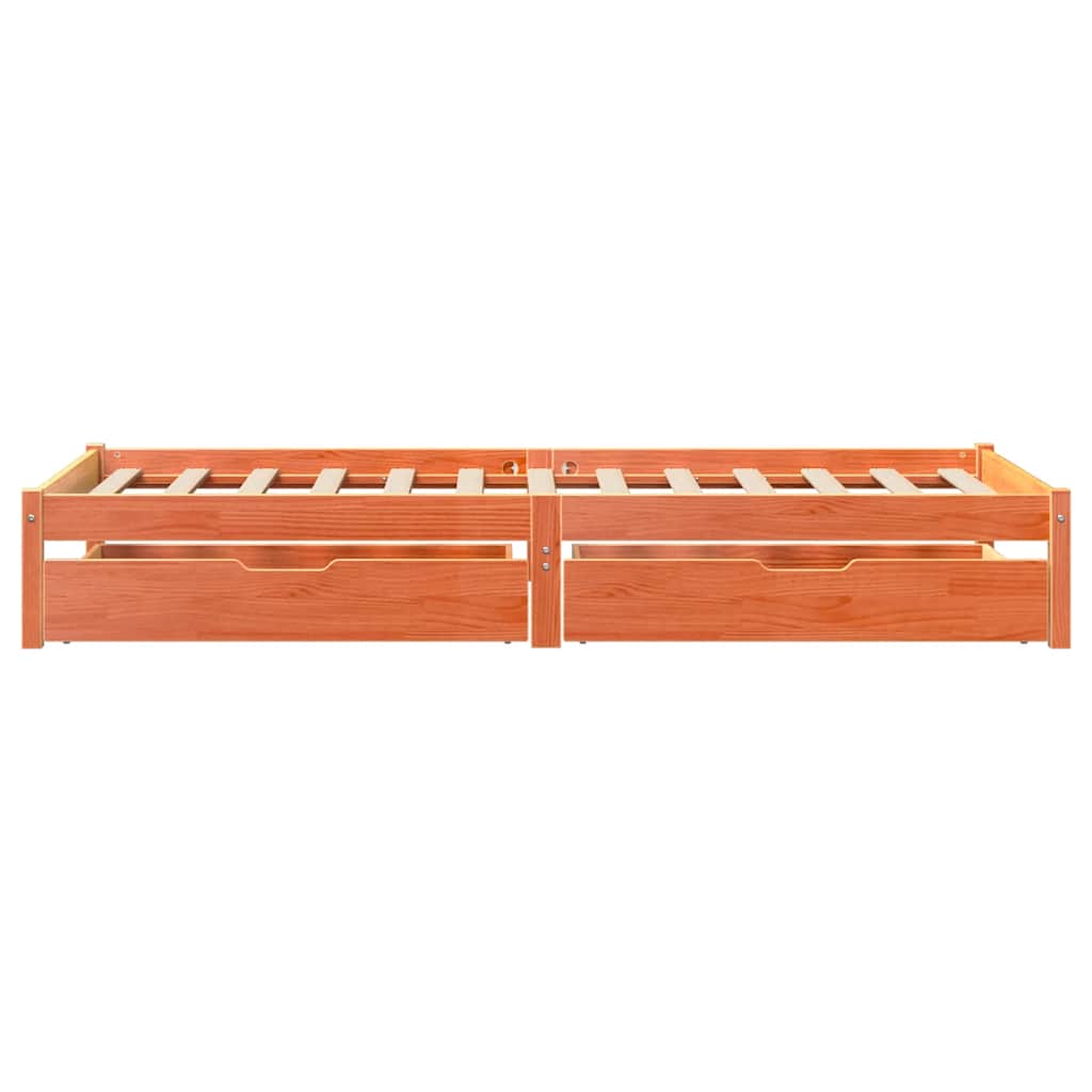 viaszbarna tömör fenyőfa ágy matrac nélkül 75 x 190 cm