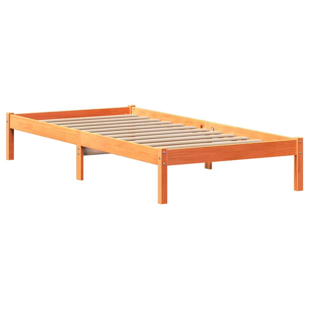 viaszbarna tömör fenyőfa ágy matrac nélkül 75 x 190 cm