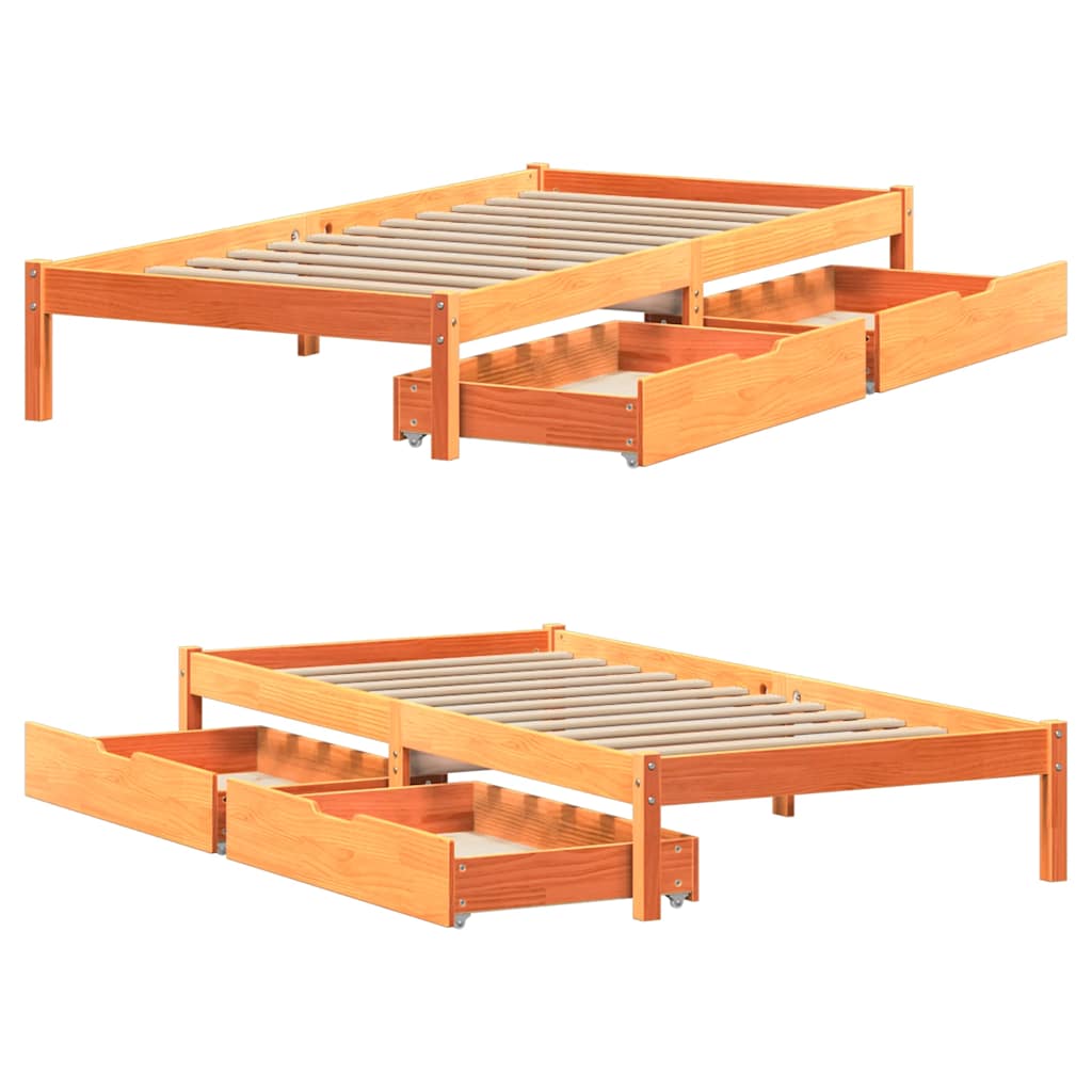 viaszbarna tömör fenyőfa ágy matrac nélkül 75 x 190 cm